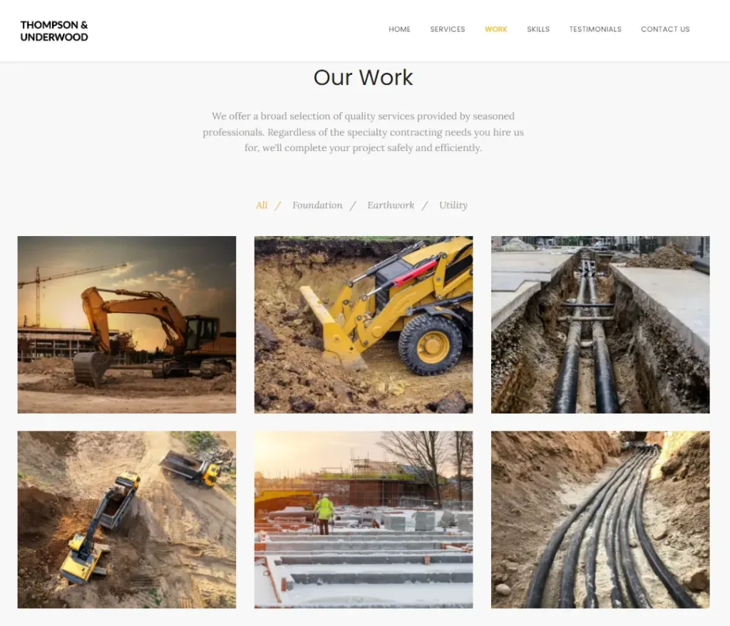 our work website example