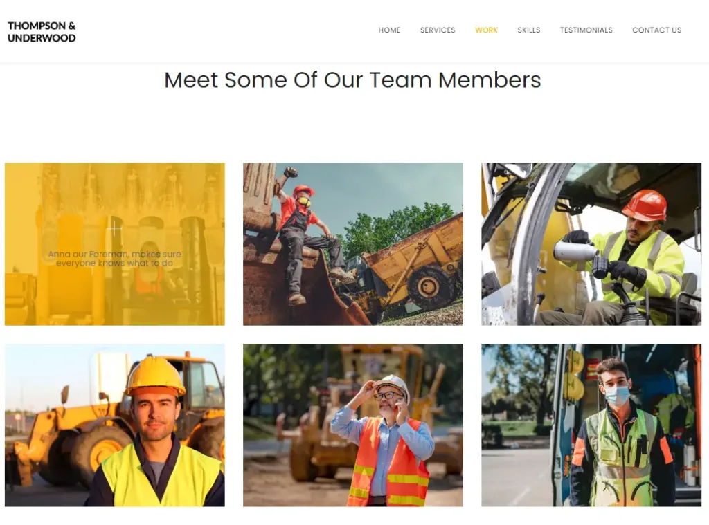 our team website example